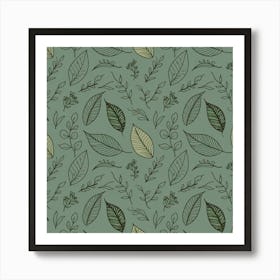 Seamless Pattern With Leaves Art Print