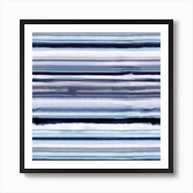 Degrade Stripes Watercolor Navy Square Art Print