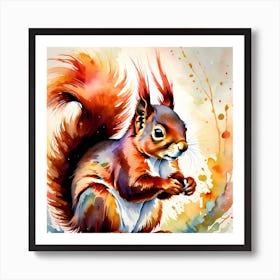 Red Squirrel Highly Detailed Painting Art Print