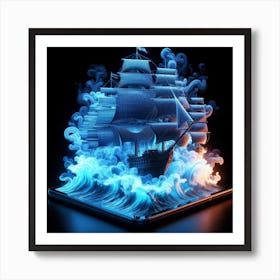 Luminous sailboats amid thick smoke 3 Art Print