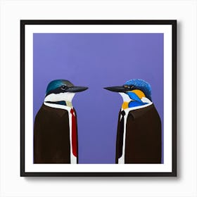 Kingfishers In Suits Square Art Print