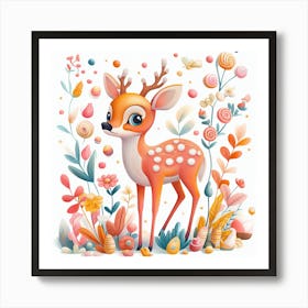 Deer In The Forest 26 Art Print