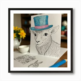 Lamb In A Top Hat Art Print