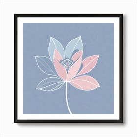 A White And Pink Flower In Minimalist Style Square Composition 23 Art Print