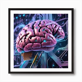 Brain On Circuit Board 29 Art Print