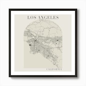 Los Angeles California Boho Minimal Arch Full Beige Color Street Map 1 Art Print