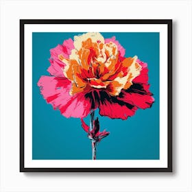 Andy Warhol Style Pop Art Flowers Carnation Dianthus 2 Square Art Print