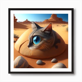 Cat In The Desert Art Print