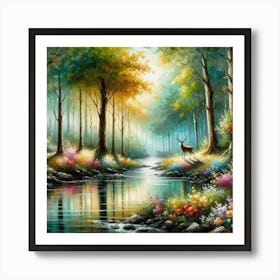 Deer In The Forest Art Print