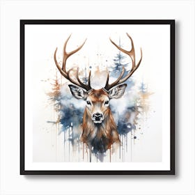 Deer Canvas Art 1 Art Print