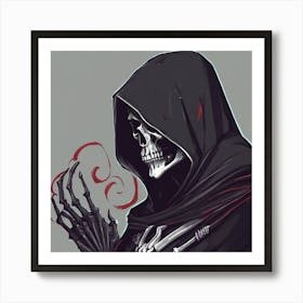 "Embrace the Shadows: The Enigmatic Reaper Awaits" Art Print