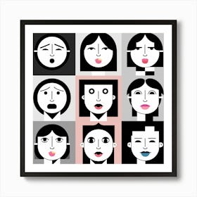 Faces Of Women Art Print