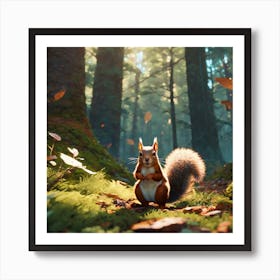 Squirrel In The Forest 92 Art Print