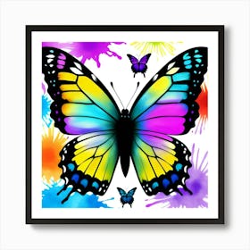 Butterfly With Paint Splashes 8 Art Print