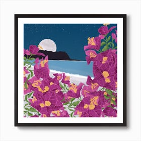 Purple Flowers On The Beach Art Print