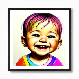 Baby In A Rainbow Shirt Art Print