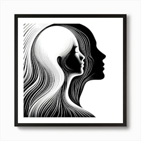 Portrait Of A Woman With Long Hair Art Print