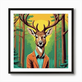 Deer In The Forest 8 Art Print