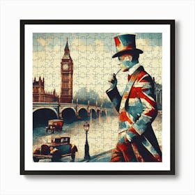 Abstract Puzzle Art English gentleman in London 10 Art Print