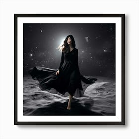 Witch Walking On The Moon by dee Art Print