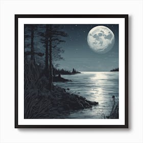 Full Moon Over Water Art Print