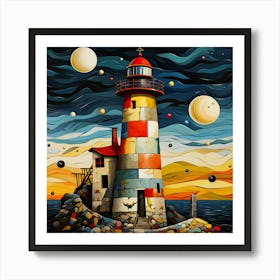 Lighthouse At Night 6 Art Print