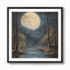 Full Moon In The Woods Art Print