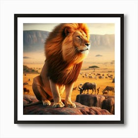 Lion In The Savannah 40 Art Print