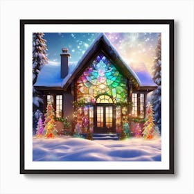 Christmas House In The Snow 2 Art Print