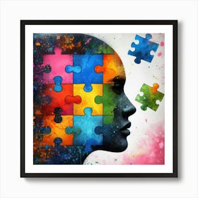 Colorful Puzzle Woman Portrait Art Print