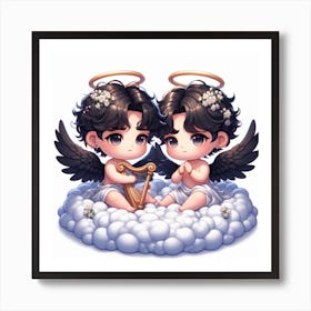 Comfy Angels Art Print