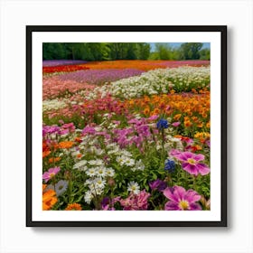 Colorful Flowers In A Field Art Print