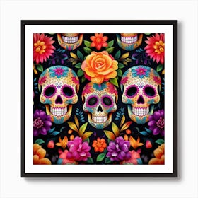 Day Of The Dead Skulls 10 Art Print