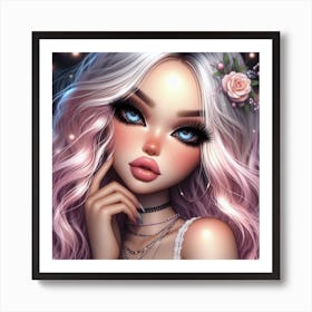 Pink Haired Girl 2 Art Print