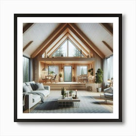 Living Room In A Log Cabin Art Print
