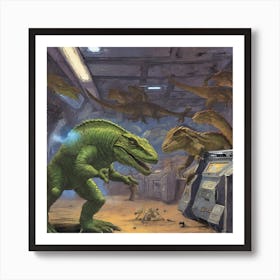 Dinosaurs In Space 3 Art Print