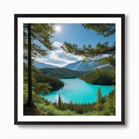 Turquoise Lake In The Mountains 2 Art Print