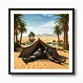 Warriors Rest Near Oasis Affiche