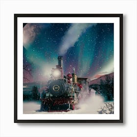 Christmas Train In The Snow Railway Art Print