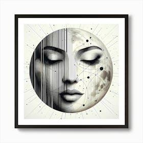 Women in Circle - Abstract Line Art Illustration 189 Art Print