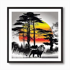 Lion At Sunset 3 Art Print