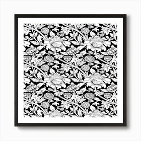 Black And White Floral Pattern 2 Art Print