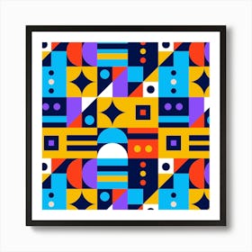 Abstract Geometric Pattern,Flat design geometric mosaic pattern Art Print