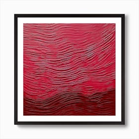 Red Wavy Lines Art Print