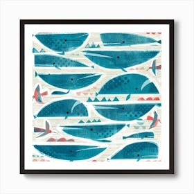 Whales Square Art Print