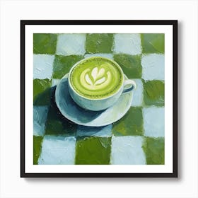 Matcha Latte Checkerboard Background 4 Art Print