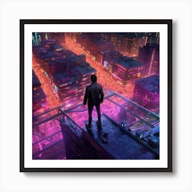 Neon City Assassin Art Print