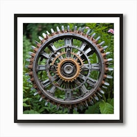 Create A Juxtaposition Of Nature And Technology By Photographing A Garden Where Plants And Flowers A 2130695078 Art Print