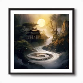 Myeera Yin Yang Symbol Moonlight Ninja Meditating Waterfall Mis Cbc6cade F019 4114 8f7a 5743d6d84b28 Art Print