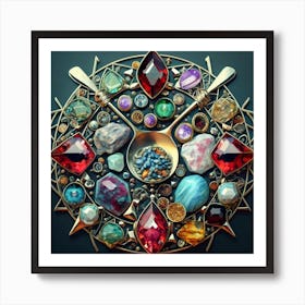 Logo made of gemstones extracted with a tablespoon. 3 Art Print